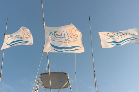 Aqua Sol Yacht Sales flags flying high over FLIBS2014